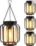 Solar Hanging Lanterns Outdoor Waterproof: 4 Pack Metal Solar-Powered Lights by BONLION