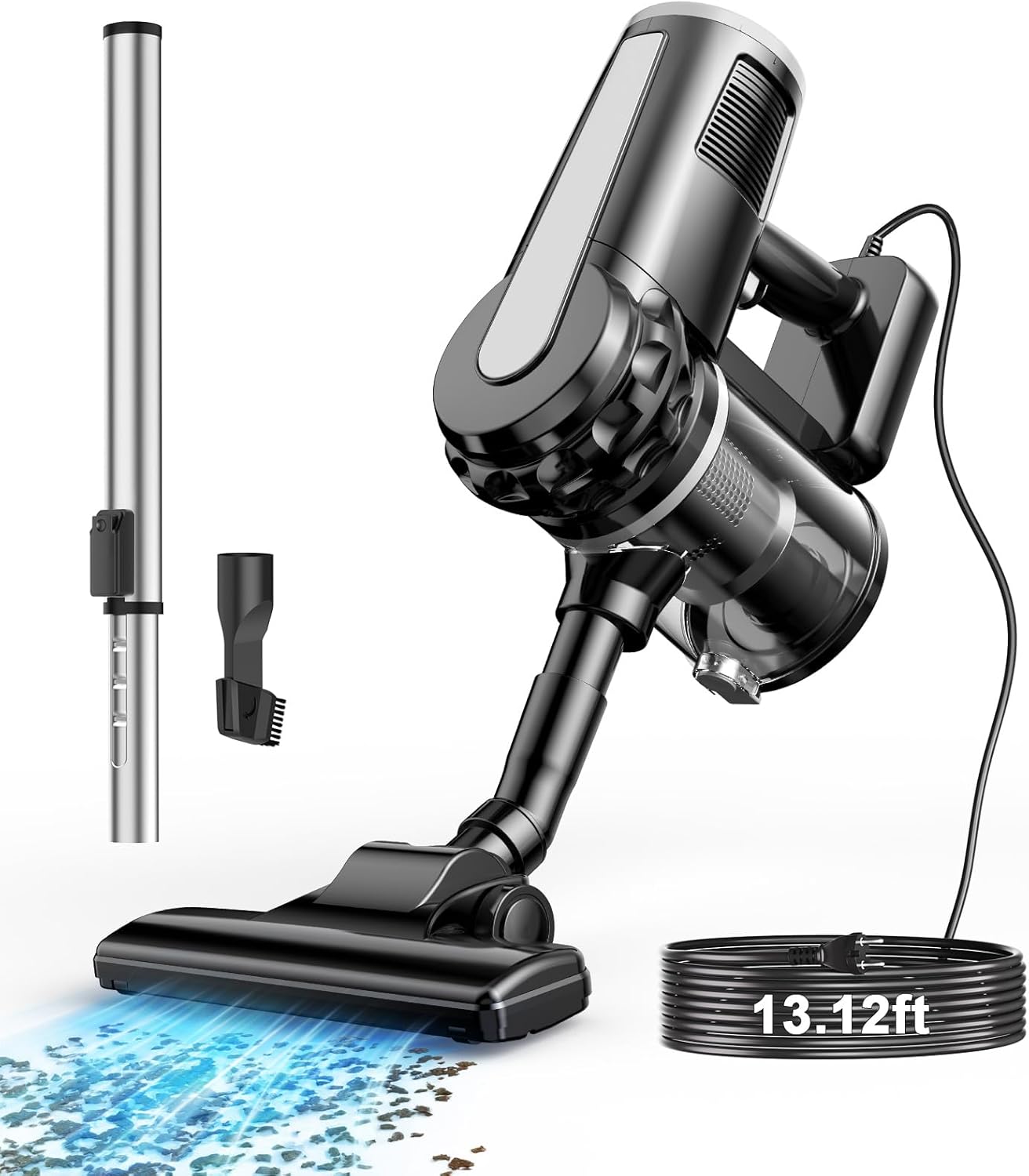 qimedo Corded Stick Vacuum Cleaner C1, 600W Plug in Stick Vacuum Cleaner for Home, Best Handheld Vacuum with Cord, Lightweight Vacuum Cleaners for Hard Floor, Carpet,Pet Hair