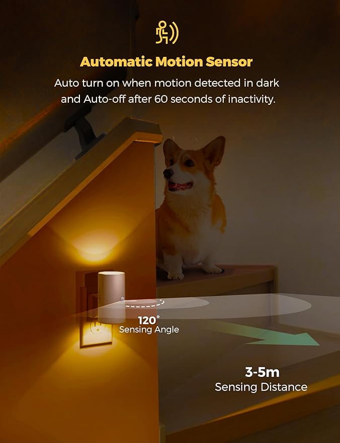L LOHAS LED Motion Sensor Nightlight, Amber Night Light, Motion Activated Night - Image 3
