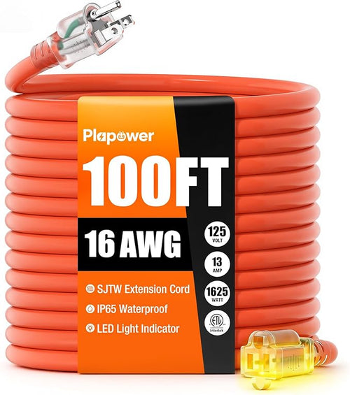 100 FT Outdoor Extension Cord Waterproof, 16/3 Gauge Heavy Duty 3 Prong Power by Unknown