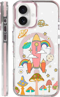 Case for iPhone 16 Plus, Spaceship Mushroom Phone Case Design，for Women Girls by Toulas