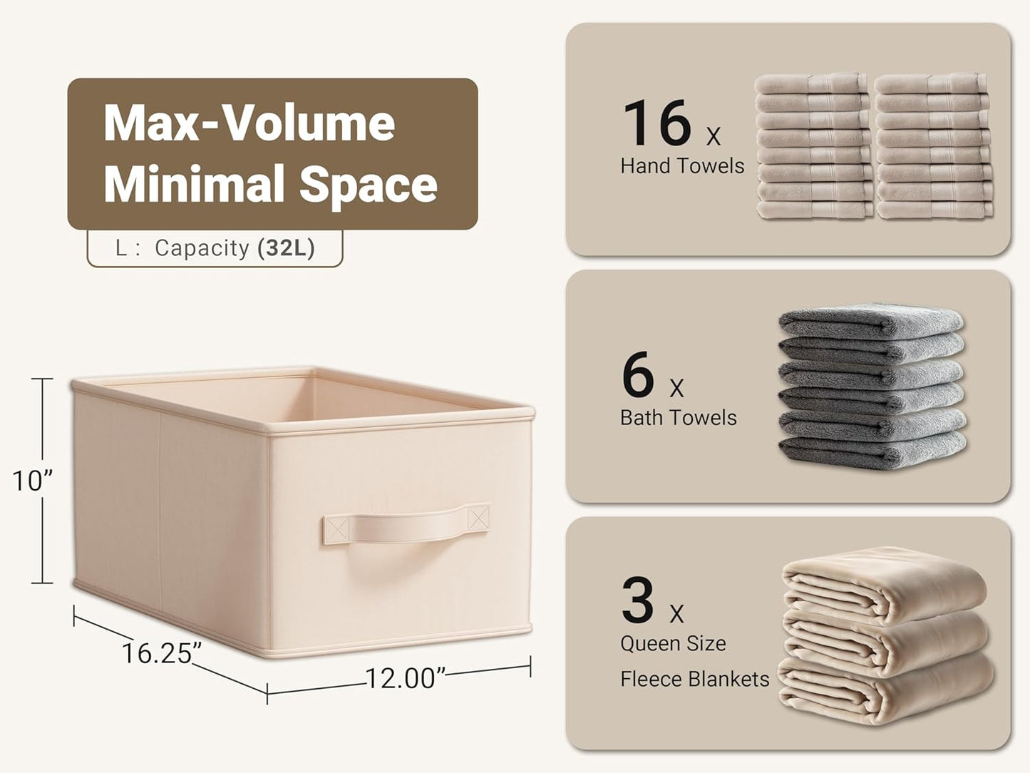 Storage Bins, Fabric Satin Storage Baskets for Shelves, 16.25" L*12" W*10" H Collapsible Storage Bins with Handles for clothes, Closet Baskets and Bins with Handles, Blush Pink, 3-Pack