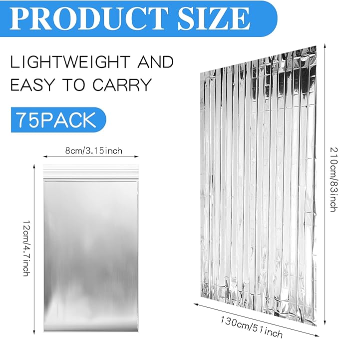 Macarrie 75 Pack Emergency Foil Thermal Blankets Silver Foil Survival Space - Image 2
