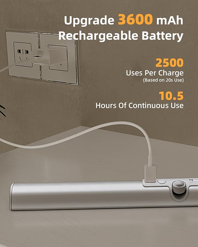 EZVALO 17-Inch LED Motion Sensor Closet Light, Rechargeable 3600mAh Battery - Image 4