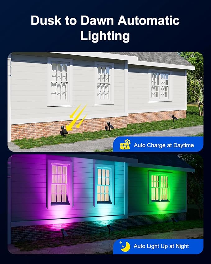 4 Pack Color Changing Solar Spotlights Outdoor Waterproof - Image 7