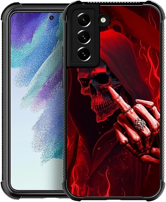 for Samsung Galaxy S21 Case, Gestures Funny Skull Pattern Graphic Design Girl by FKBRCL4U