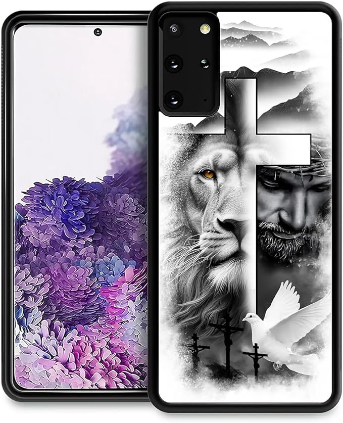 for Samsung Galaxy S20 Plus Case, Lion Cross Jesus Christ Dove Pattern Graphic by FKBRCL4U