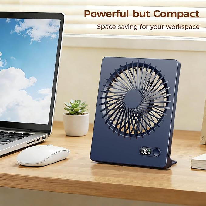 Zuvas Desk Fan Battery Operated Fan Rechargeable 180°Tilt Folding Personal Fan - Image 4