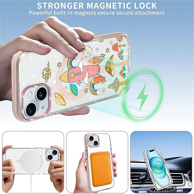 Case for iPhone 15, Spaceship Mushroom Phone Case Design，for Women Girls - Image 3
