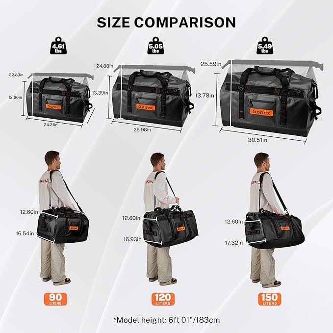 Gonex Waterproof Duffel Bag, 150L Heavy Duty Dry Duffle Bag - Image 2