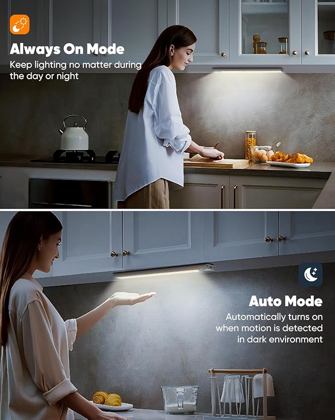 VerRon 10in Under Cabinet Lighting, Upgraded 2200mAh Rechargeable Under Cabinet - Image 7