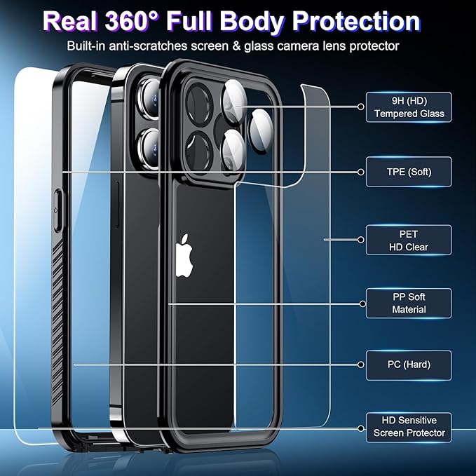 2025 New Designed for iPhone 15 Pro Case Waterproof, Full Phone Case 6.1" - Image 5