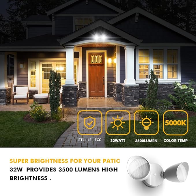 LUTEC 6222W-D2D 3500 Lumen 32 Watt Dusk to Dawn Dual-Head Flood Light Outdoor - Image 3