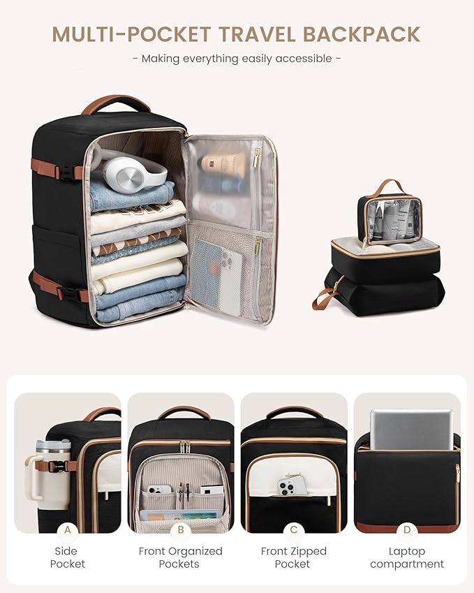 LOVEVOOK 50L Travel Backpack for Women, TSA Approved Carry On Backpack - Image 4
