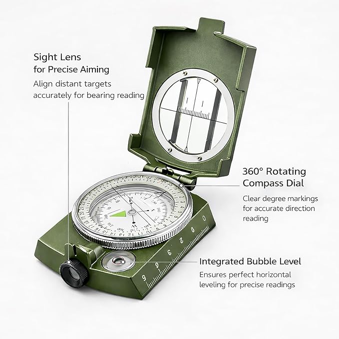 Military Lensatic Compass, Hiking Compass - Image 2