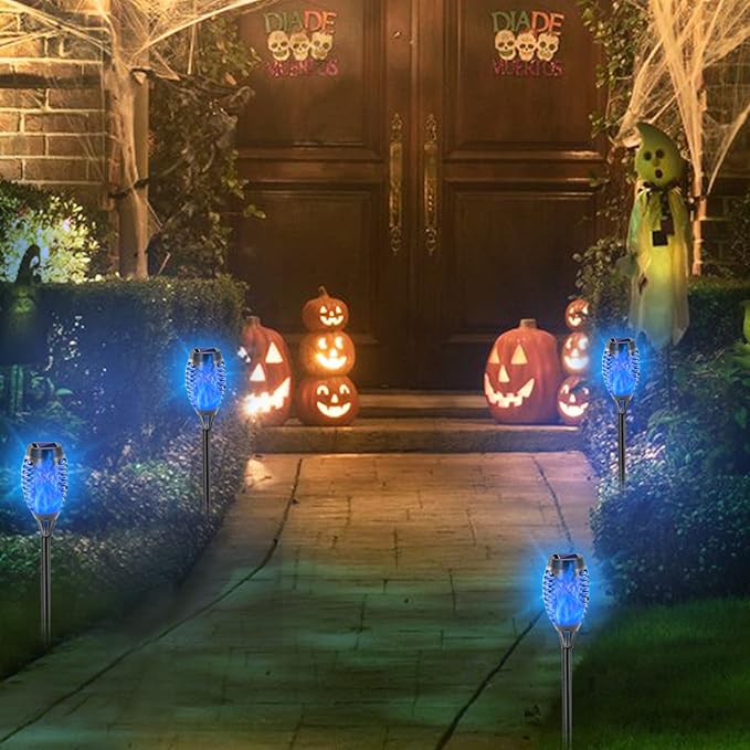 EOYIZW Solar Lights Outdoor, 8 Pack Blue Solar Torch Light - Image 6