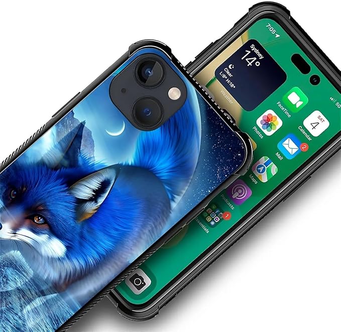 for iPhone 14 Case, Snowy Mountain Fox Lake Pattern Graphic Design Girl Boy - Image 5