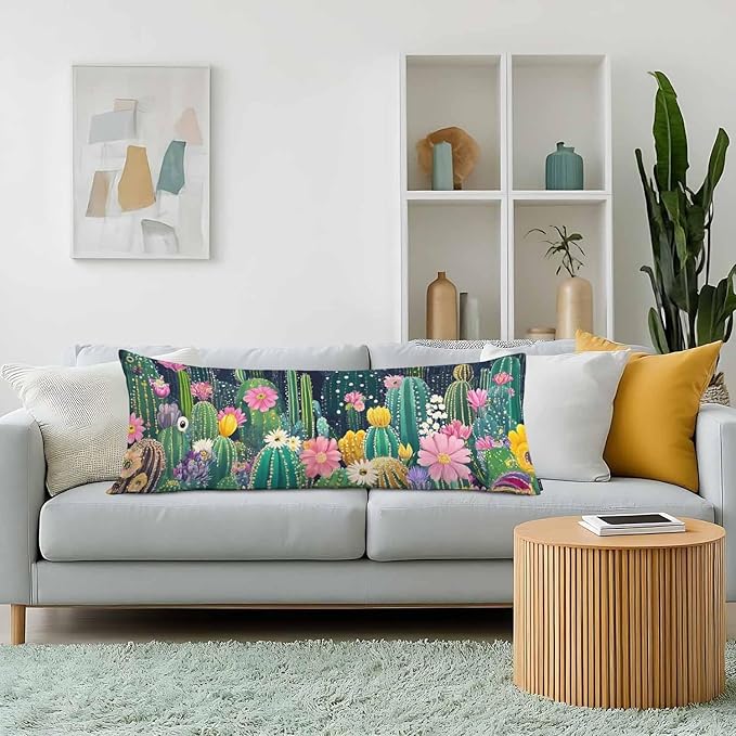 Cactus Decorative Body Pillows for Home, Tropical Cactus Floral Body Pillow - Image 2
