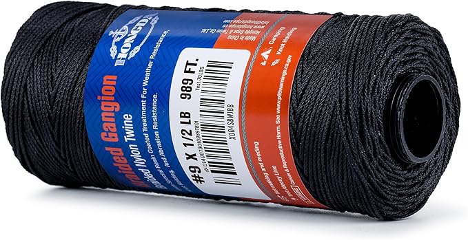 Hongda #9 Braided Bank Line Twine, 989 Feet Black Bonded Nylon Gangion Line - Image 6