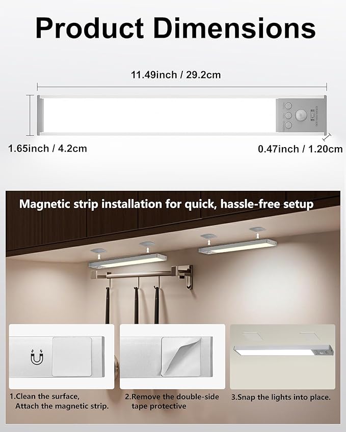 SZOKLED Under Cabinet Lighting Motion Sensor, 111-LED Magnetic Wireless Closet - Image 7