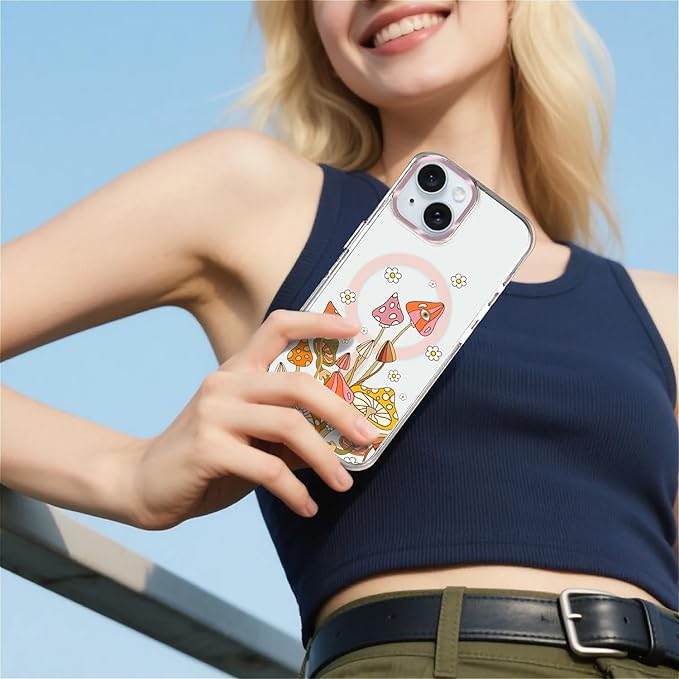 Case for iPhone 14 Plus/15 Plus, Retro Mushroom Sunflower Phone Case Design，for - Image 6
