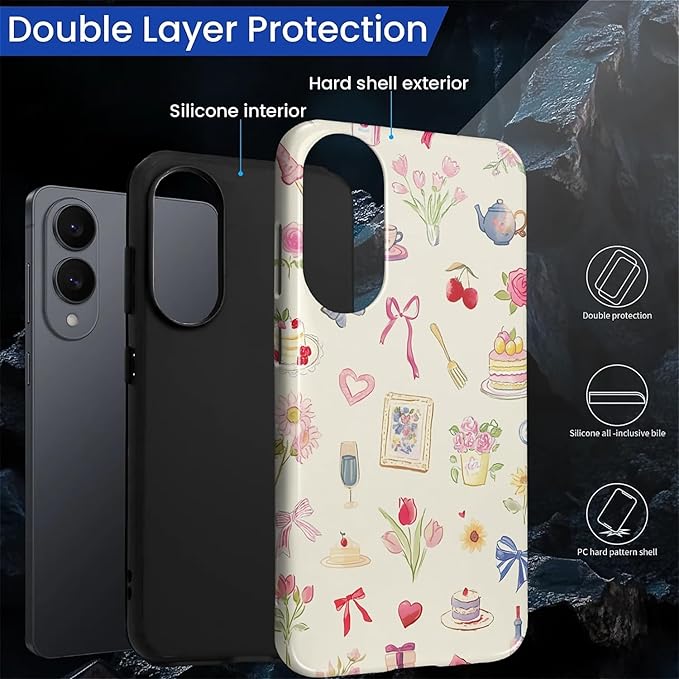 for Samsung Galaxy S25 Edge Case, HL2 Aesthetic Bow Preppy Collage Hybrid 2 - Image 2