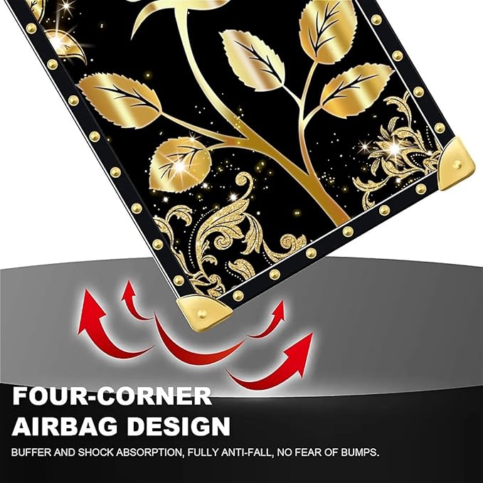 Compatible with iPhone 16 Plus Case, Shine Gold Rose Luxury Golden Decoration - Image 7