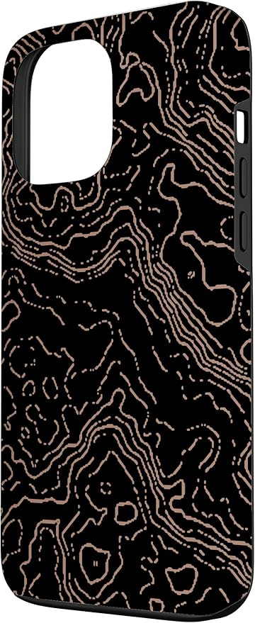Topography Black & Brown Abstract Pattern Topographic Map Case - Image 2