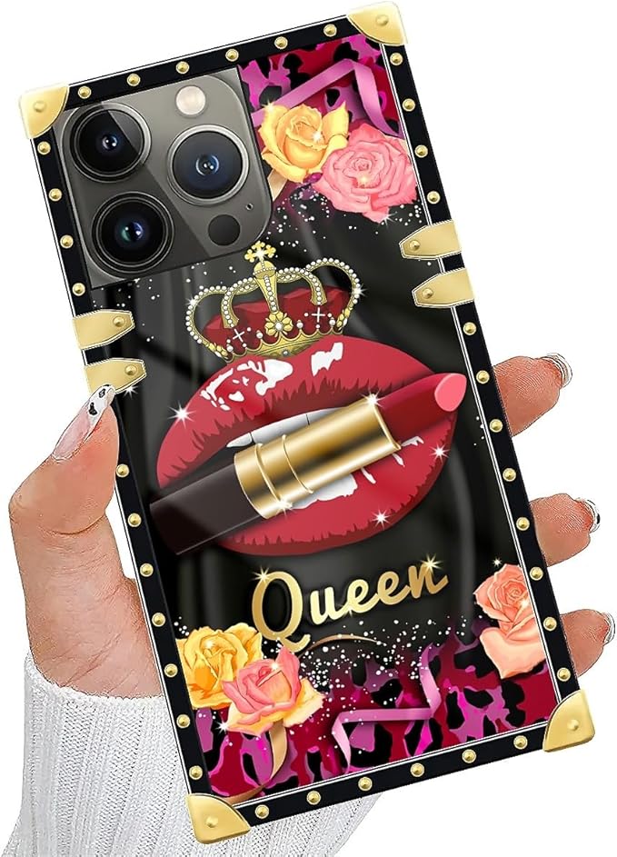 Compatible with iPhone 14 Pro Case, Queen Lip Crown Leopard Print Luxury Golden - Image 6