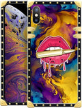 Compatible with iPhone Xs Max Case, Cool Corlorful Lip Marble Luxury Golden by Unknown