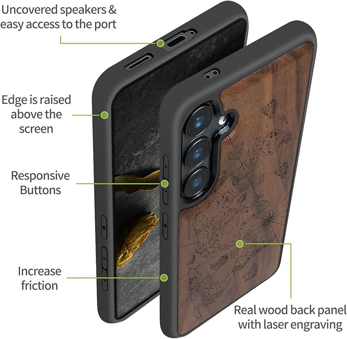 Carveit Wood Case for Galaxy S24 Plus Case Shockproof Protective Cover Unique - Image 6