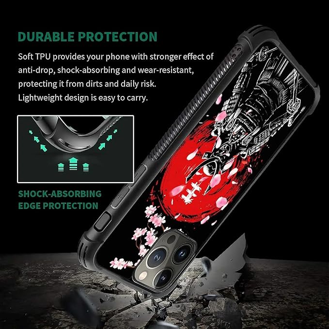 for iPhone 15 Pro Max Case, Sakura Japanese Samurai Pattern Graphic Design Girl - Image 2