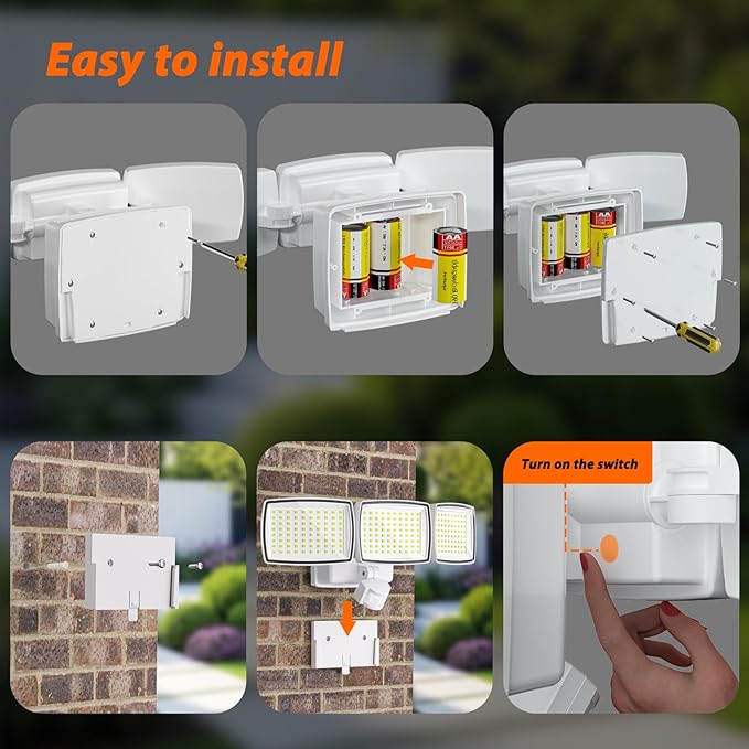 AIXPI Battery Powered Motion Sensor Outdoor Lights, 1500LM Flood Light IP65 - Image 6