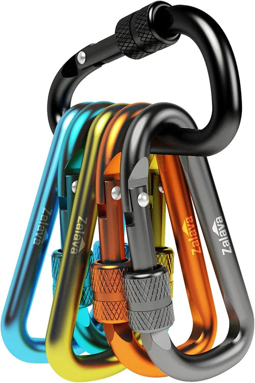6PCS Carabiner Keychain, 2 inch Aluminum D-Clip Caribeener by Zalava