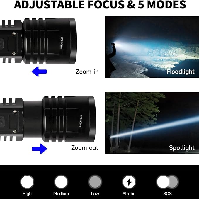 Rechargeable LED Flashlights High Lumens, 10000mAh High Powered Waterproof - Image 7