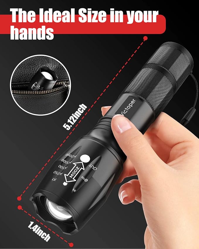 Victoper LED Flashlight 4 Pack, Bright 2000 Lumens Tactical Flashlights High - Image 6