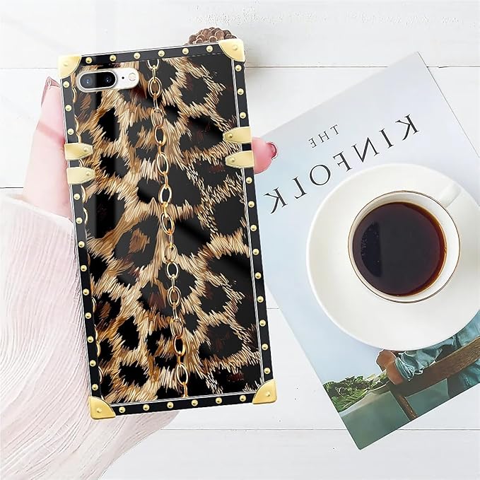 Compatible with iPhone 8 Plus 7 Plus Case, Seamless Gold Chain Leopard Luxury - Image 7