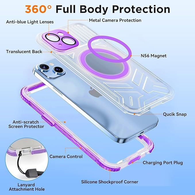 WIFORT for iPhone 15 Waterproof Case, 360 Full Body Sealed Protection Cover - Image 6
