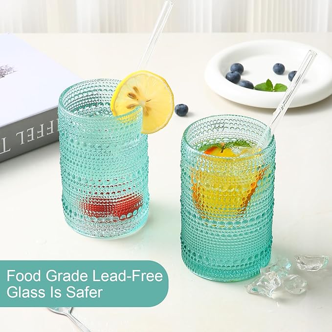 ZMOWIPDL Vintage Glassware Drinking Glasses Set of 6, 15 oz Hobnail Glass Cups - Image 4