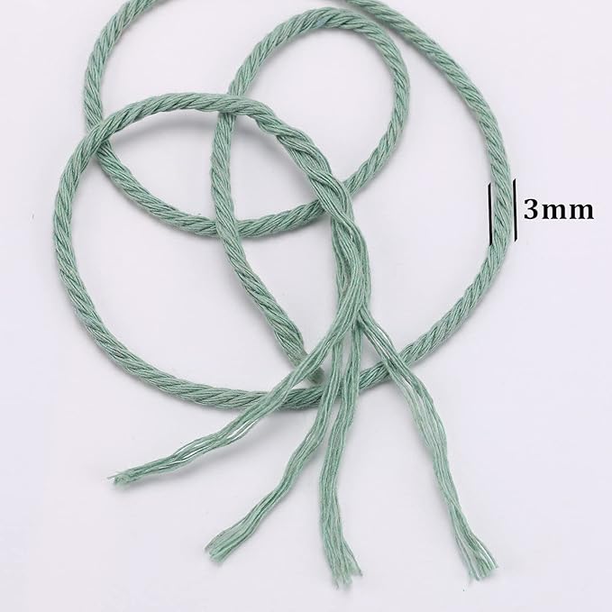 Bluish Green Macrame Cord 3mm x 109Yards, Colored Cotton Rope Craft Cord - Image 3