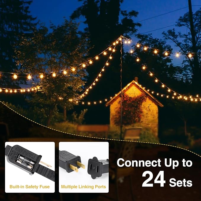 ZJOJO 50FT Outdoor String Lights, G40 Globe Outdoor Lights - Image 5