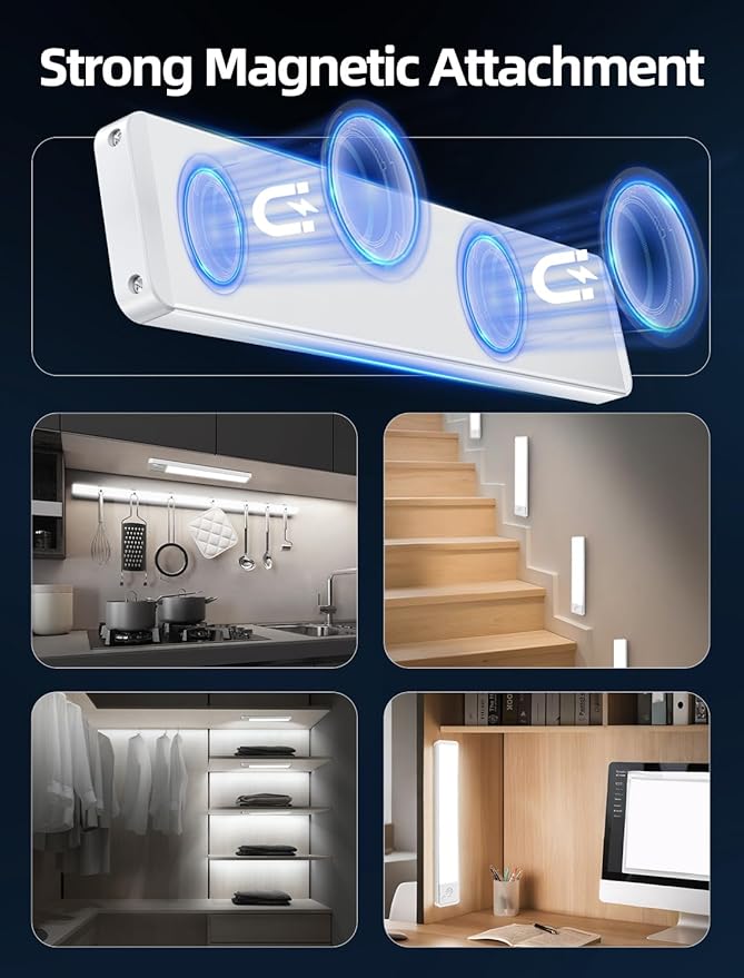 Under Cabinet Motion Sensor Lighting: 10 Inch Dimmable Rechargeable Lights - Image 6