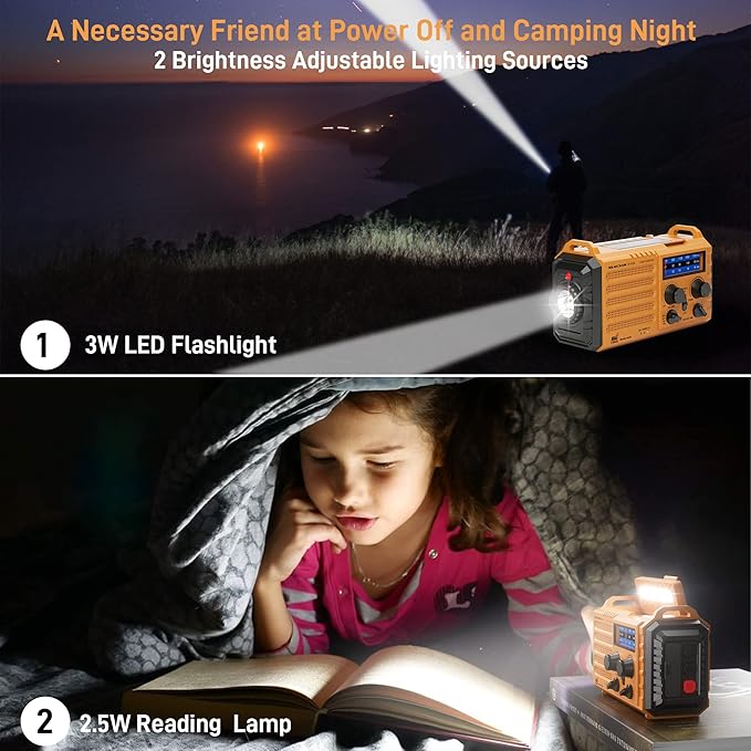 Eoxsmile Emergency Radio with NOAA Weather Alert, 5000mAh Solar Hand Crank - Image 5