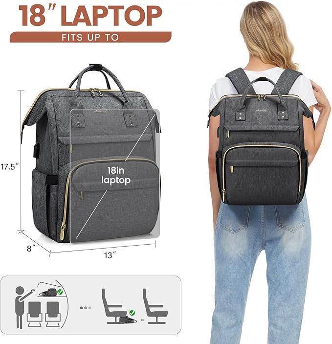 LOVEVOOK Laptop Backpack for Women, 18 Inch Professional Womens Travel Backpack - Image 5
