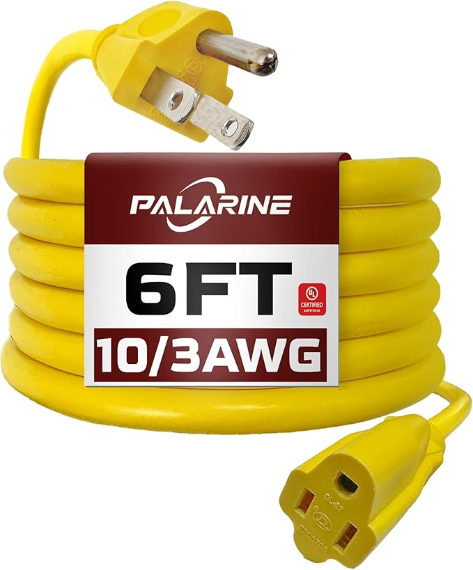 6ft Yellow Outdoor Extension Cord Waterproof, UL Listed, 10/3 SJTW Heavy Duty 3 by PALARINE