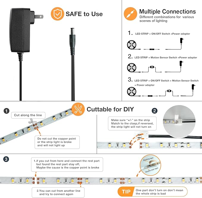 Sensky 19.7ft/6m Motion Activated LED Strip Light Kit - Image 5