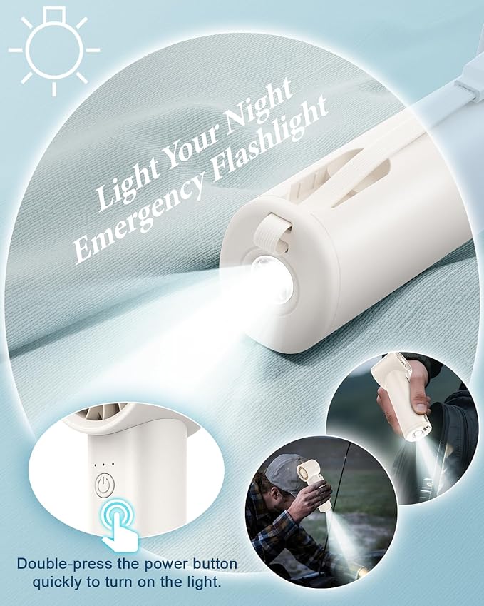 Portable Handheld Fan with Power Bank, 3 IN 1 USB Rechargeable Mini Personal - Image 4