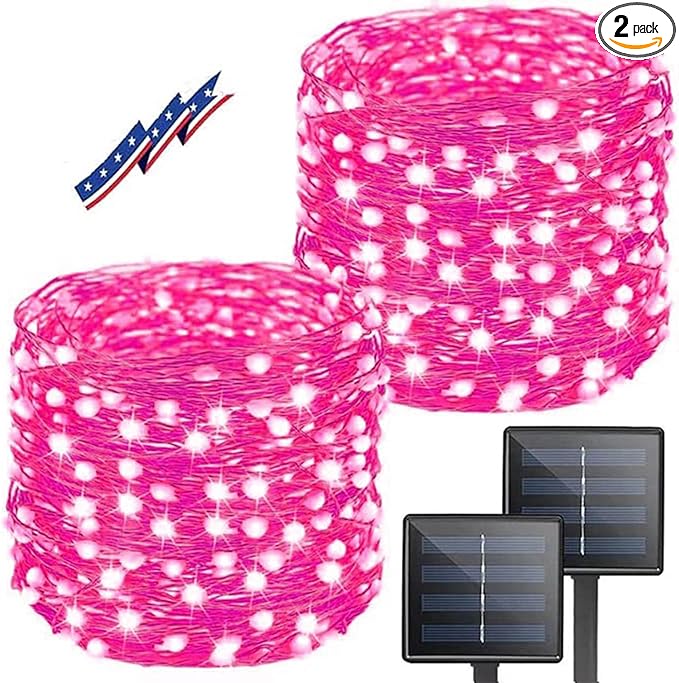 Solar Pink Valentine String Lights Outdoor by BHCLIGHT