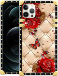 Compatible with iPhone 11 Pro Max Case, Shining Red Rose Butterfly Leather by Unknown