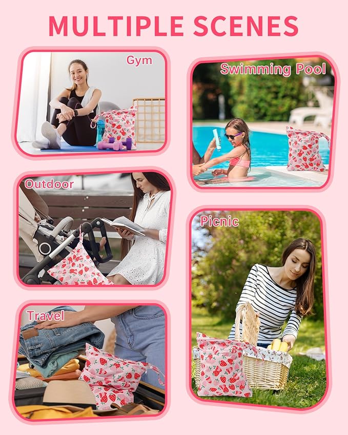 babygoal Wet Dry Bags for Baby Cloth Diapers, Washable Travel Bags, Gym Bag for - Image 3